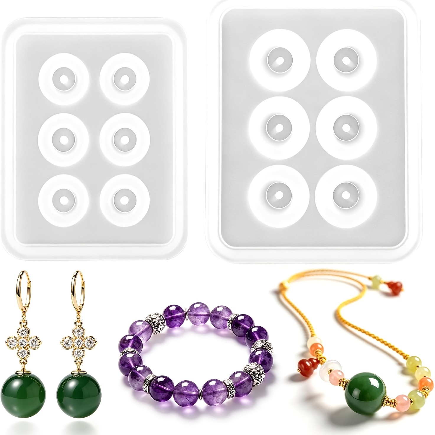 Resin Jewelry Kit - Dwie perforowane sferyczne formy silikonowe do