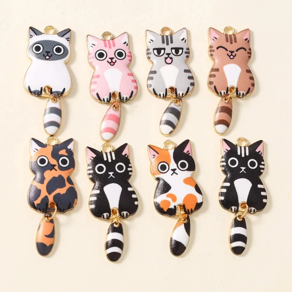 Resin Craft Supplies - 10 szt. 16×39mm Urocze Kreskówkowe Kotki
