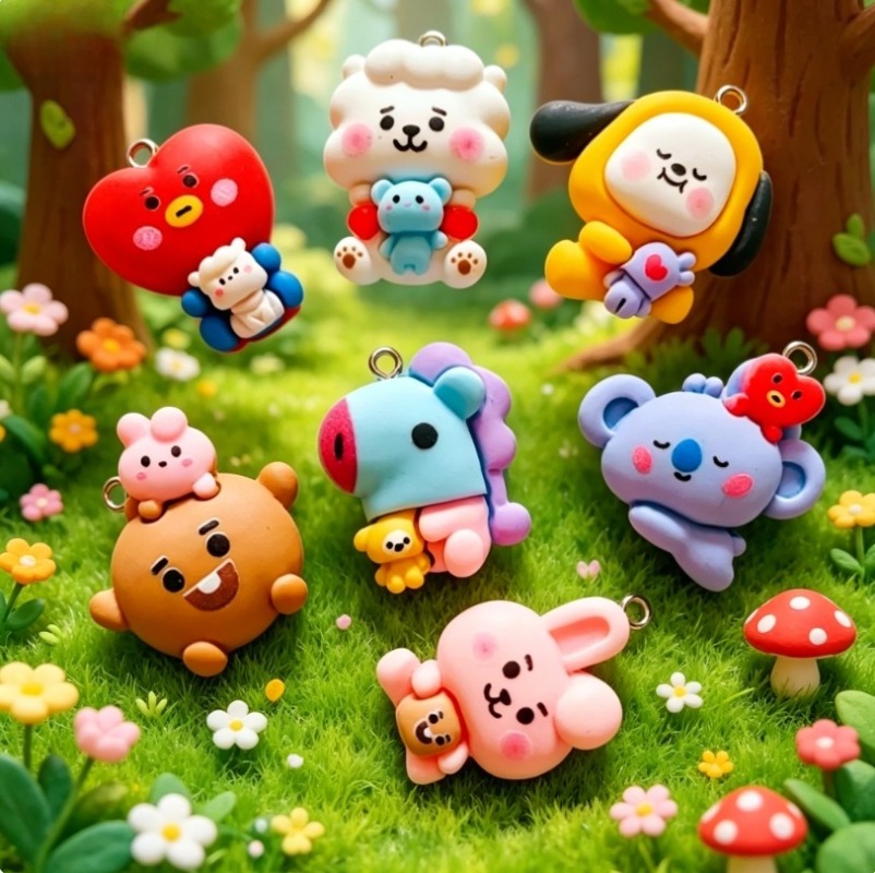 7 szt. BT21 Żywiczne Charmsy z – Resin Craft Supplies recenzja i cena